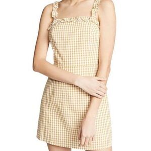 Lost + Wander Dress Large Yellow Gingham Sleeveless Midi Mimosa Cotton